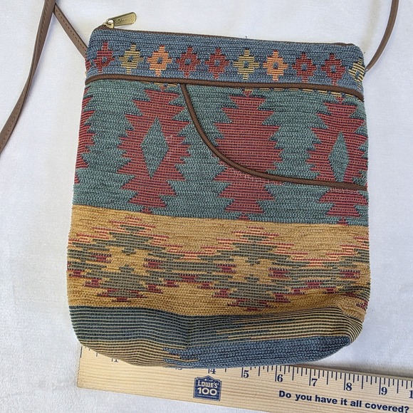 DANNY K Bella Aztec Geometric Tapestry Crossbody Bag Multicolor Abstract - Picture 3 of 9